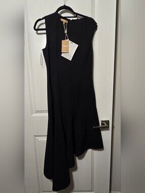 NWT Michael Kors Collectipn Black Asymmetric Hem Sleeveless Dress